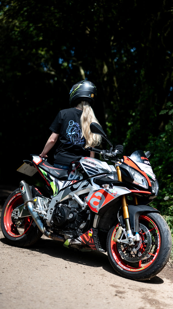 Female Superbike Rider Print T-Shirt | Organic Cotton
